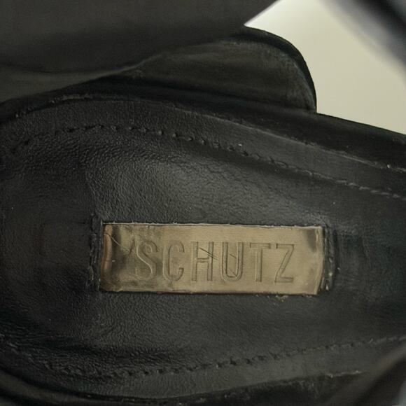Schutz Black Leather Lace Up Heels Size 7.5B - Picture 5 of 13